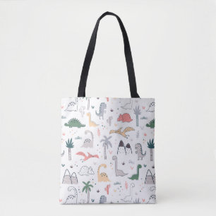 Tote Bag Amusant Pastel Dinosaur Motif de scène