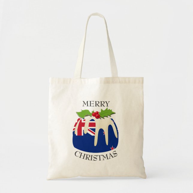 Tote Bag Amusant | Pudding de Noël avec | NOUVELLE-ZÉLANDE (Devant)