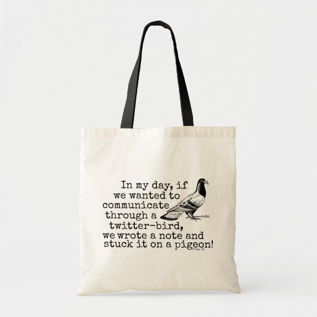 Tote Bag Amusant Vieux âge Twitter Bird Pigeon (Devant)