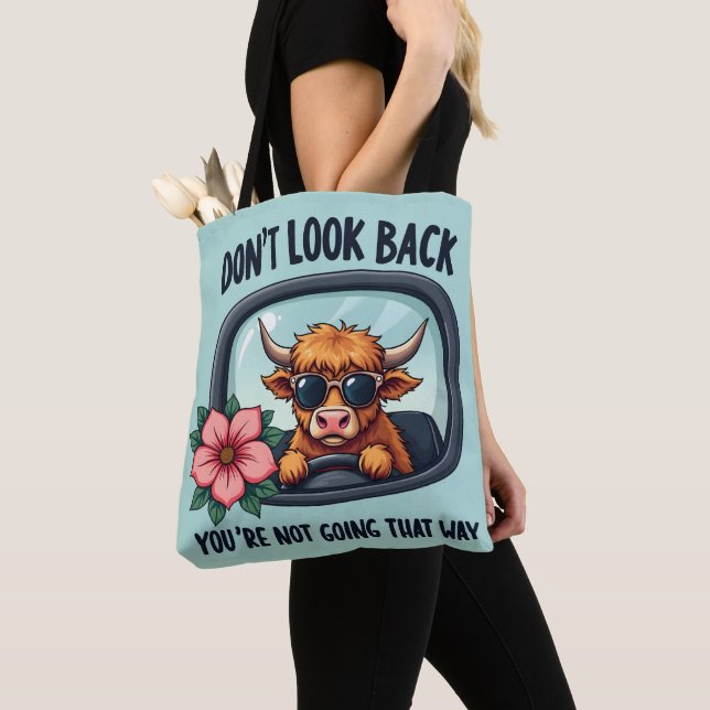 Tote Bag Amusante vache Highland Retro Western Motivational (De près)