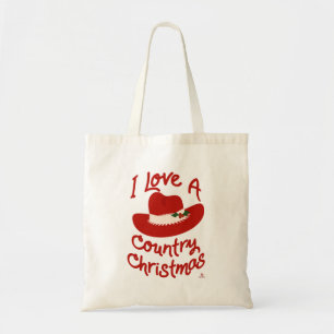 Tote Bag Amusants J'Aime Un Pays Noël Cowboy Vie