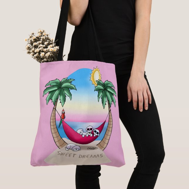 Tote Bag Amusement tropical de KiniArt Bichon Frise (De près)