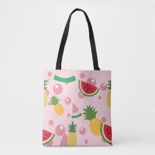 Tote Bag Ananas et pastèque Fruit rose