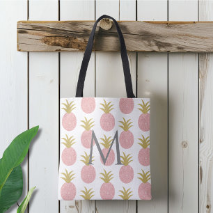 Tote Bag Ananas Monogrammé Paillettes Roses