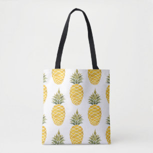 Tote Bag Ananas Peint À La Main : Aquarelle Sans Couleur.
