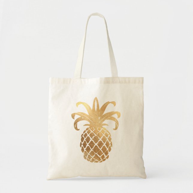 Tote Bag Ananas PixDezines Faux Gold (Devant)