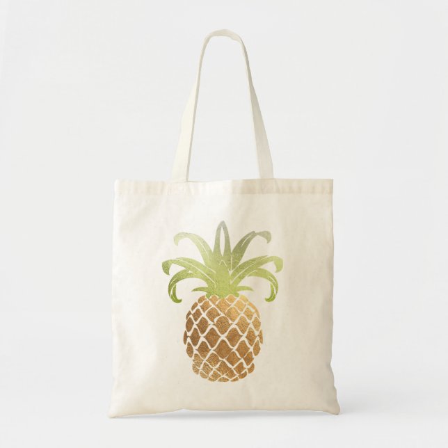 Tote Bag Ananas PixDezines Faux Gold (Devant)