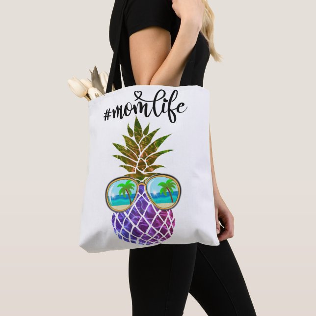 Tote Bag Ananas rose pourpre tropical (De près)