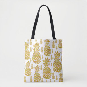 Tote Bag ananas tropicaux d'or en été