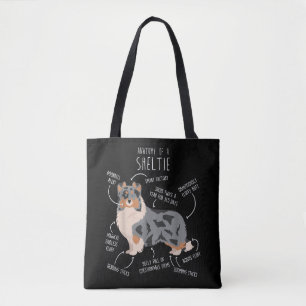 Tote Bag Anatomie du Berger des Shetland Blue Merle Sheltie