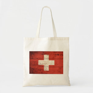 Tote Bag Ancien drapeau suisse en bois