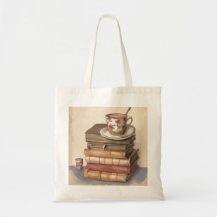 Tote Bag Ancien livre Vintage et une coupe de café