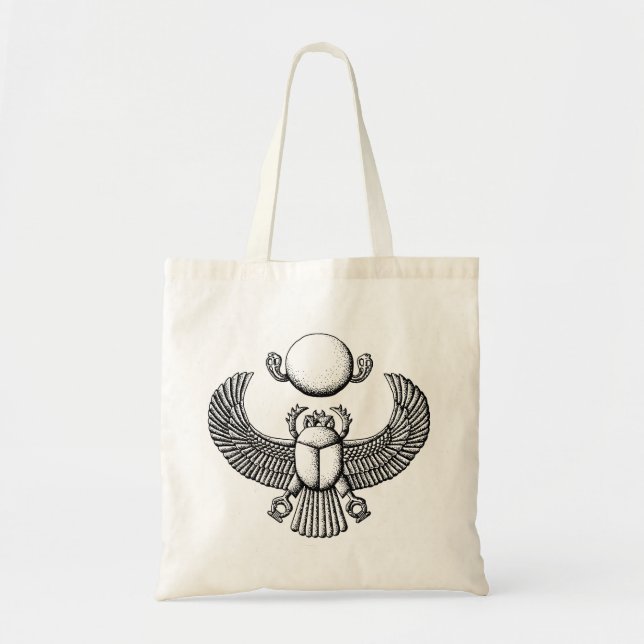 Tote Bag Ancien Scarab égyptien noir et blanc (Devant)