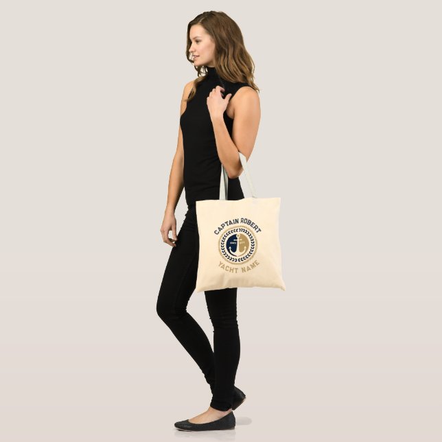 Tote Bag Ancrage de bateau nautique bleu et or (Devant (modèle))