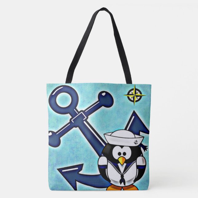 Tote Bag Ancre et pingouin (Devant)