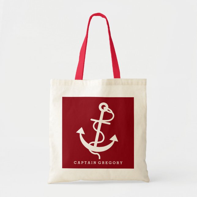 Tote Bag Ancre Nautique Bourgogne Rouge Et Blanc 2 (Devant)