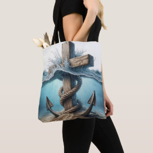 Tote Bag Ancre nautique et traversée dans l'eau océanique
