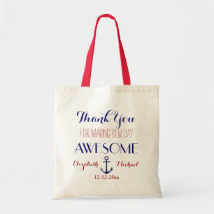 Tote Bag Ancre nautique Merci bleu rouge Fourre-tout