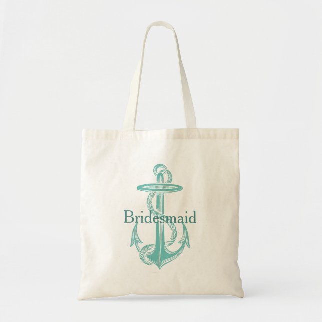 Tote Bag Ancre Vintage Turquoise légère (Devant)