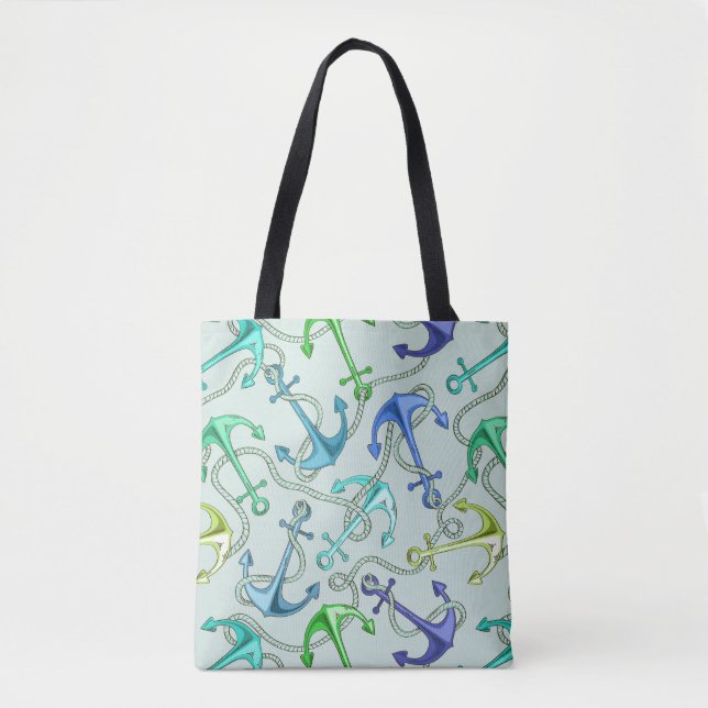 Tote Bag Ancres flottantes et motif de corde (Devant)