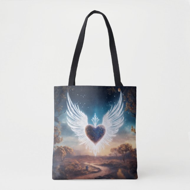 Tote Bag Ange des ailes formant une forme de coeur (Devant)