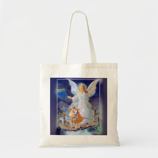 Tote Bag Ange gardien, enfants et pont (Devant)