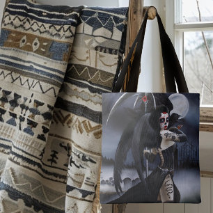 Tote Bag Ange gothique sombre Mort Crâne de sucre Fantastiq