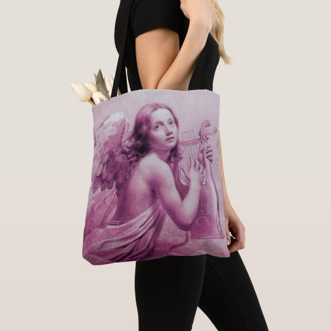 Tote Bag ANGEL JOUER LYRA SUR LES NUAGES Antique Rose (De près)