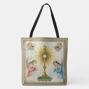 Tote Bag Anges de Fatima priant le Monstrance d'eucharistie