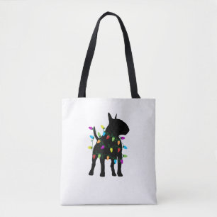 Tote Bag Anglais Bull Terrier Dog lumières de Noël