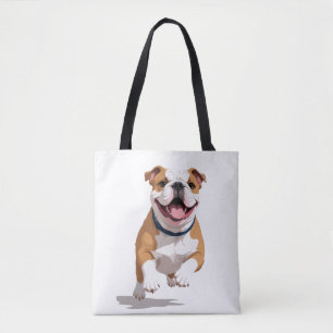 Tote Bag Anglais Bulldog Joyeux Joyeux Jouant Jouant Jumpin