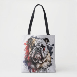 Tote Bag Anglais Bulldog Portrait animal Peinture chien ani