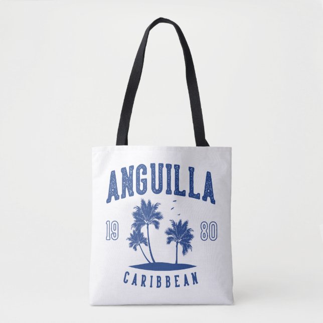Tote Bag Anguilla Caribbean Palm Tree 1980 (Devant)