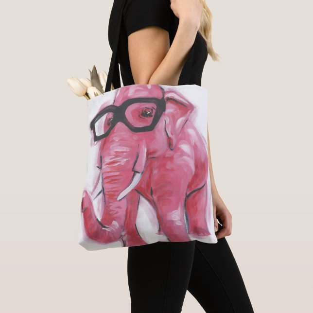 Tote Bag Animal Dapper | Eléphant Rose Dans Les Lunettes De (De près)