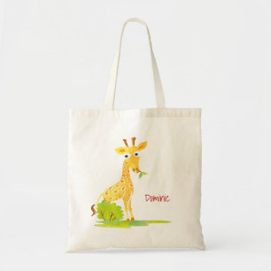Tote Bag Animal mignon personnalisé par girafe d'aquarelle