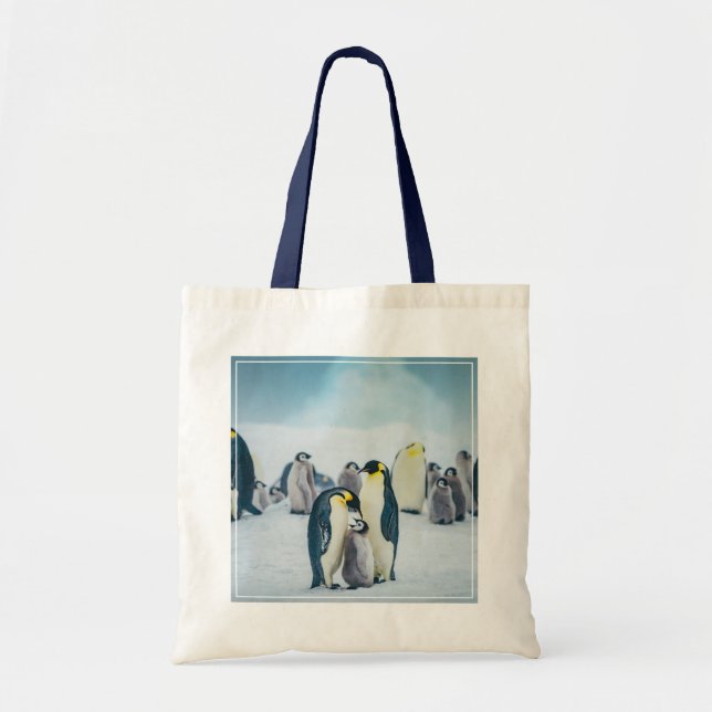 Tote Bag Animaux de bébés cutest | Alimentation de pingouin (Devant)