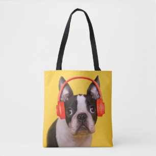 Tote Bag Animaux de bébés cutest   Casques Terrier de Bosto