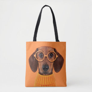 Tote Bag Animaux de bébés cutest Chandail orange Dachshun