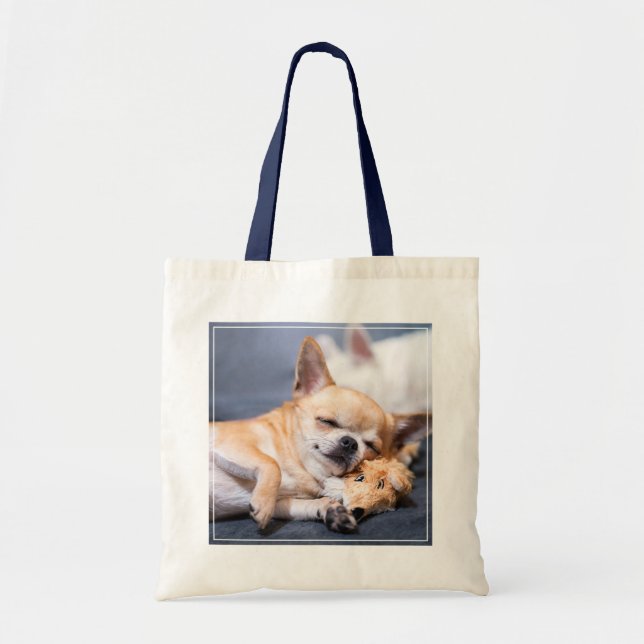 Tote Bag Animaux de bébés cutest | Chihuahua Chig aux cheve (Devant)
