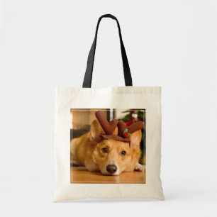 Tote Bag Animaux de bébés cutest Corgi Christmas Reindeer