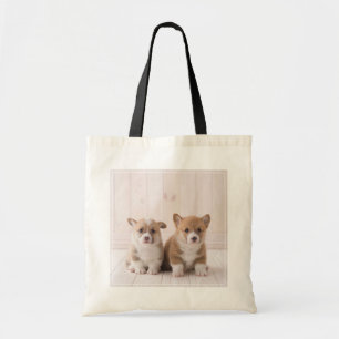 Tote Bag Animaux de bébés cutest   Deux Bébés Corgis assis