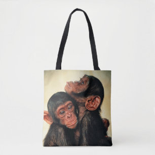 Tote Bag Animaux de bébés cutest Hug de chimpanzé