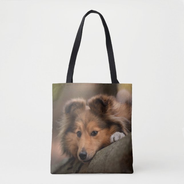 Tote Bag Animaux de bébés cutest | Shetland Sheepdog Puppy (Devant)