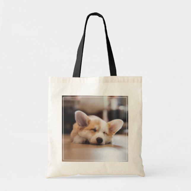 Tote Bag Animaux de bébés cutest | Sleepy Corgi (Devant)