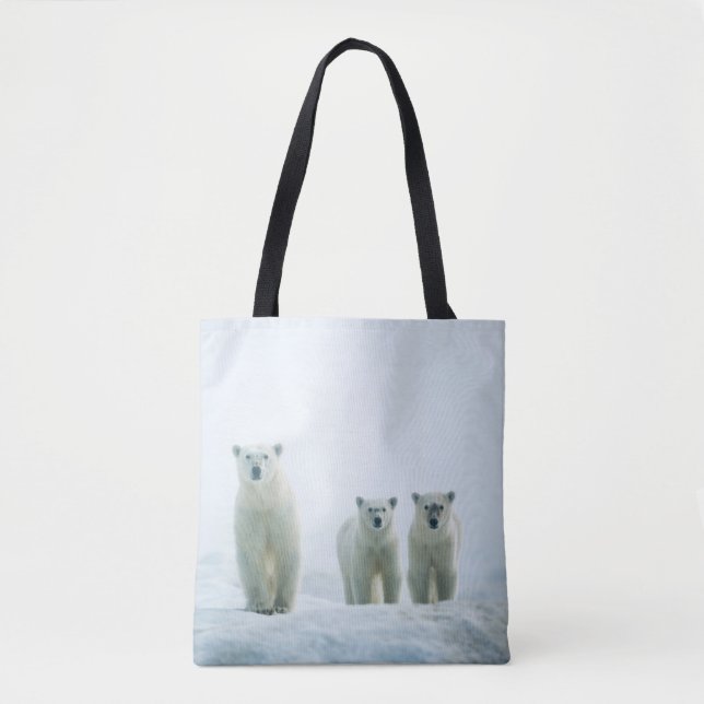 Tote Bag Animaux de bébés cutest | Trois jeunes ours polair (Devant)