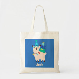 Tote Bag Animaux de fête Lama Garçons d'anniversaire Bleu