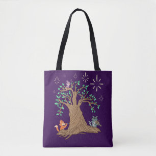 Tote Bag Animaux de la forêt jouant de la musique Art fol