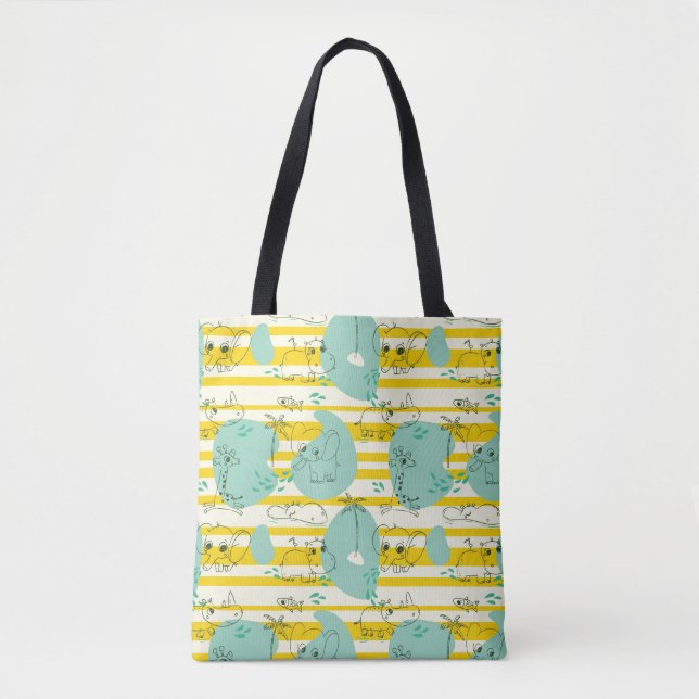 Tote Bag Animaux mignons jouant avec de l'eau 2 (Devant)