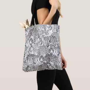 Tote Bag Animaux modernes de tigres léopards noirs blancs