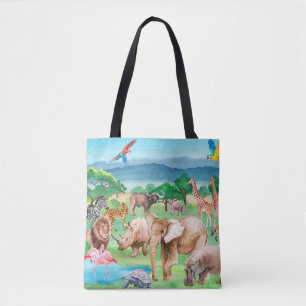 Tote Bag Animaux sauvages d'Afrique sur l'arrière - plan de